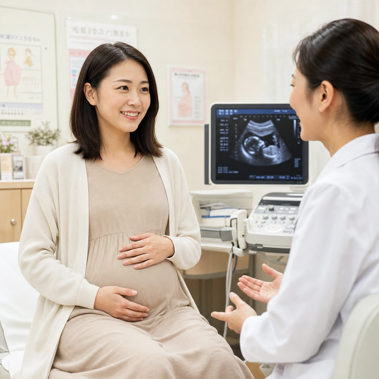 医師との相談で安心する妊婦