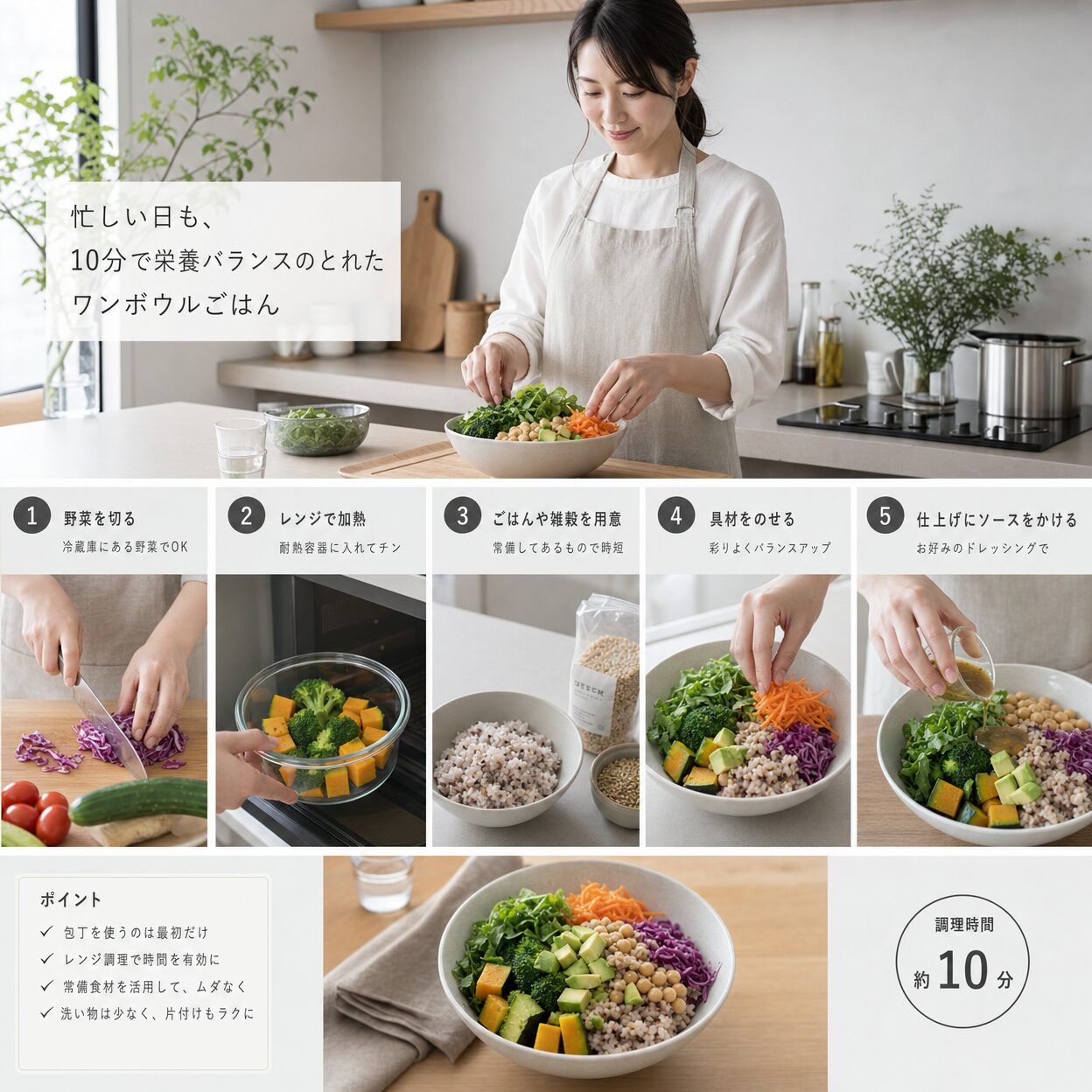 10分で栄養バランスの取れた朝食を準備