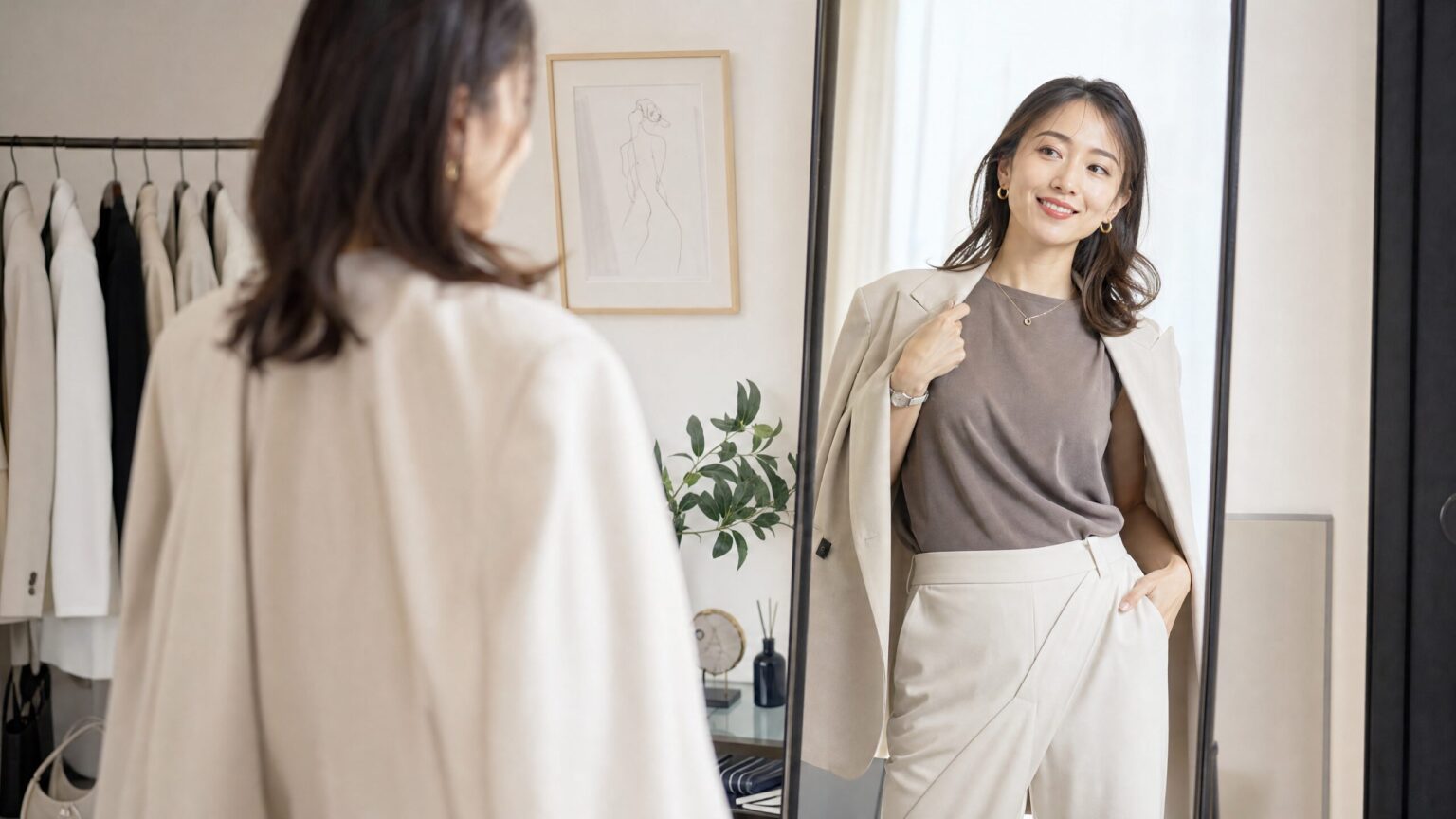 ファッションで自分を表現する30代女性