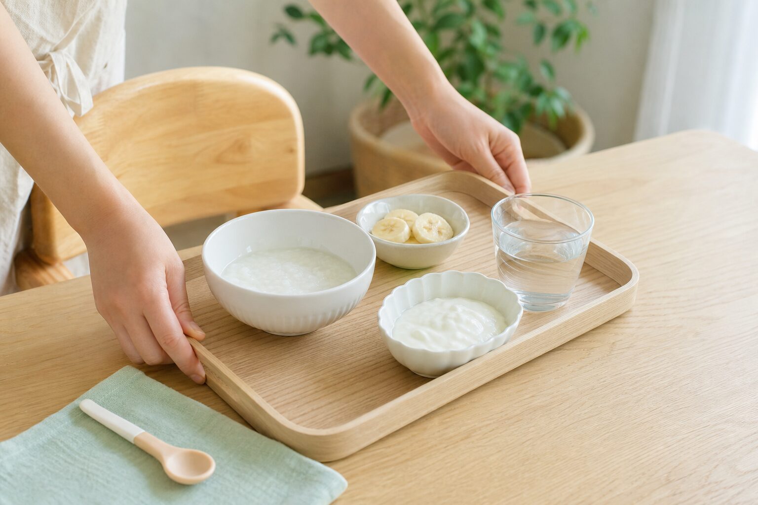 口の中が痛そうな日に食べやすいものを用意する食卓イメージ