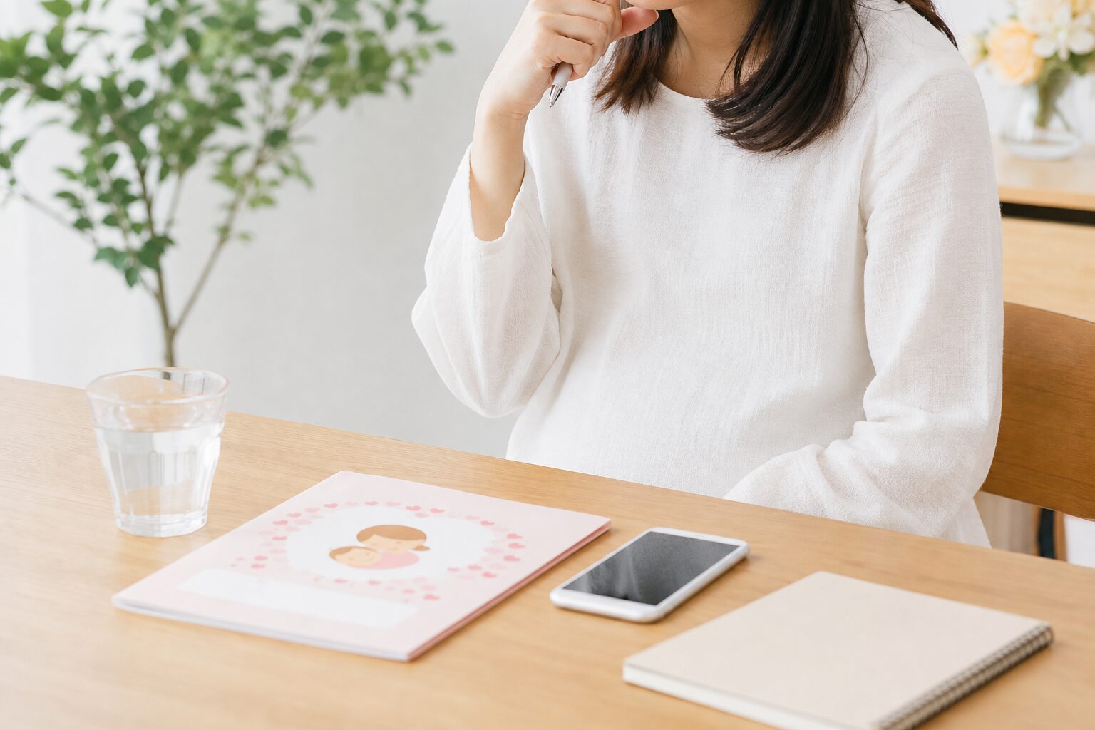 水分と相談準備を整えて受診を考える落ち着いたテーブルのイメージ