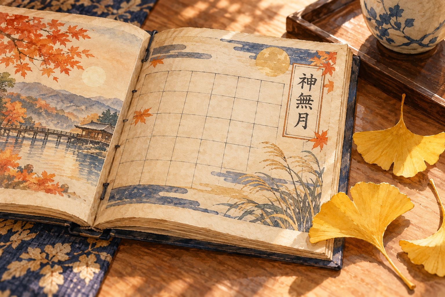 神無月と書かれた旧暦の十月のカレンダー